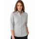 Ladies Pinfeather Stripe 3/4 Sleeve Stretch Shirt (Charcoal)