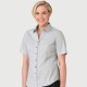 Ladies Pinfeather Stripe Short Sleeve Stretch Shirt (Charcoal)